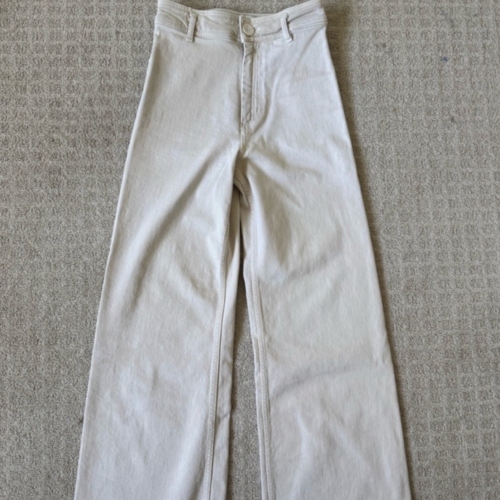 Zara Cream Marine Pants cream straight wide leg